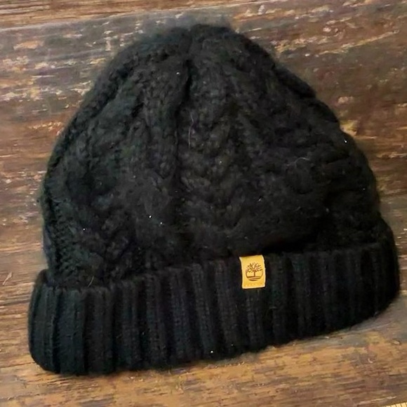 Timberland Black Cable Knit Beanie - Picture 1 of 5